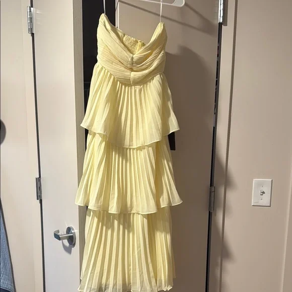 Lulus Yellow Strapless Tiered Dress - Picture 3 of 4